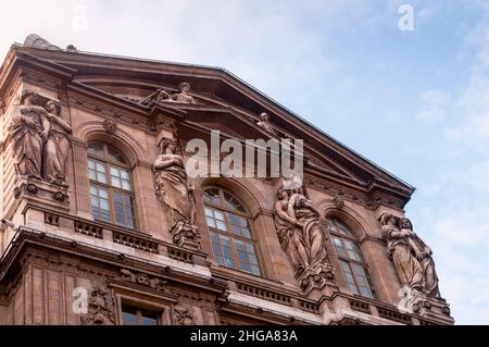 Caryatids on Pavillon de l'Horloge of the Louvre Museum in Paris, France. Stock Photo