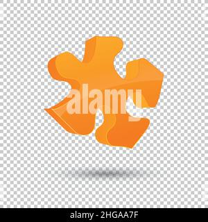 Orange puzzle 3d pie logo design Isolated on checked transparent background. design element for printables, web, prints, t-shirt. Vector illustration. Stock Vector