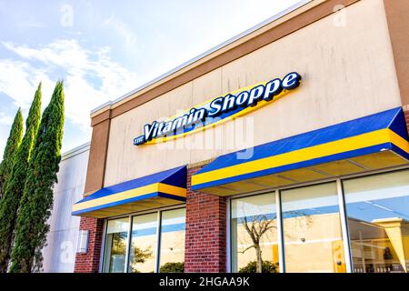 Myrtle Beach, USA - February 8, 2021: Exterior facade of the Vitamin Shoppe shop store sign in South Carolina selling health supplements Stock Photo