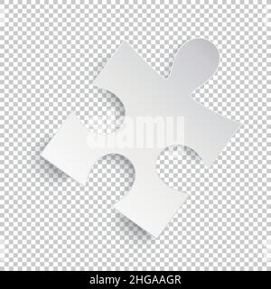 White Puzzle pieces Infographic design on checked transparent background. Vector illustration. Eps 10 vector file. Stock Vector