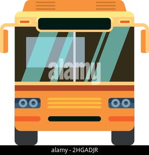 Yellow bus front view. School transportation car Stock Vector