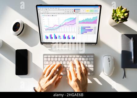 Data Analyst Using Data Analytics KPI Dashboard Stock Photo
