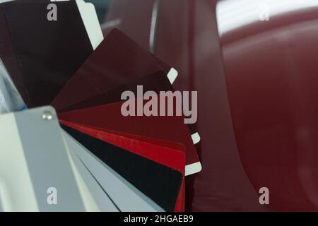 Samples with options for colors and shades of car paint Stock Photo