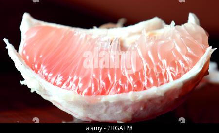 Close up photo of a fresh pomelo slices,healthy food full of vitamine c and antioxident Stock Photo