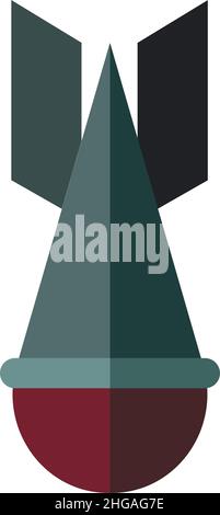 Aerial bomb flat icon. Falling explosive weapon. Military symbol Stock Vector