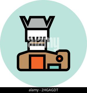Photo camera icon. Long focus lens from top view Stock Vector