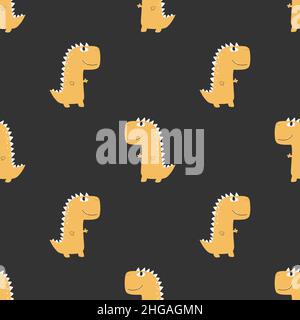 Cute dinosaur seamless patterns. Digital paper. Creative childish print Stock Vector