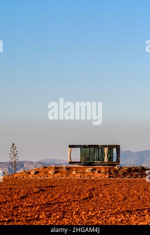 Glass house in the desert of gorafe, Granada. Stock Photo