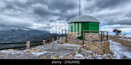 Forest fire watchtower in the Natural Park. Stock Photo