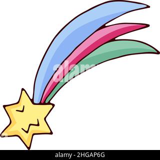 Falling star. Magic wish comet with colorful tail Stock Vector