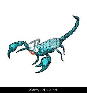 Cartoon Scorpion sketch. linear terrestrial arachnid. Vector illustration Stock Vector