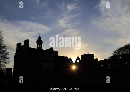 Autumn view of the ruins of Rufford Abbey near Ollerton town, Nottinghamshire, England, UK Stock Photo