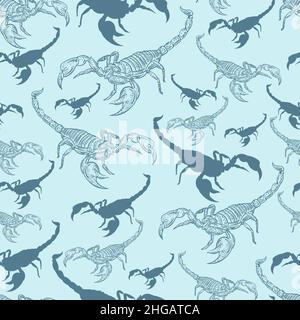 Scorpion pattern seamless. terrestrial arachnid background. Vector texture Stock Vector