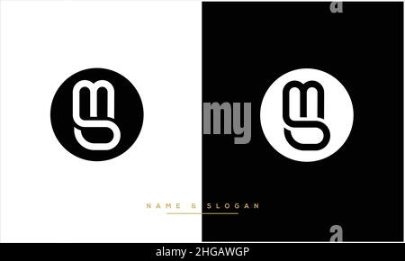 SM, MS Abstract Letters Logo Monogram Stock Vector