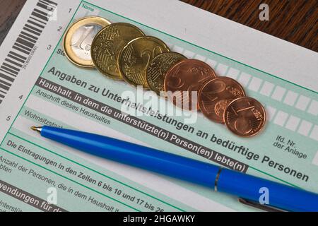Maintenance payments to the needy, maintenance annex, form, tax return Stock Photo