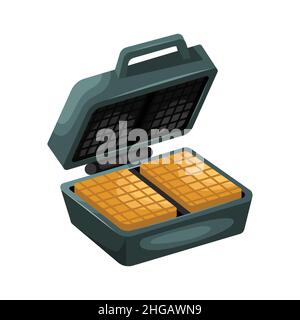 Vector illustration of a waffle iron for rectangular Belgian waffles. Stock Vector