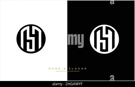 SM, MS Abstract Letters Logo Monogram Stock Vector