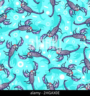 Cartoon Scorpion pattern seamless. crazy linear terrestrial arachnid background. Vector texture Stock Vector