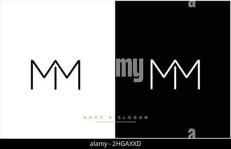 M,MM Abstract Letters Logo Monogram Stock Vector