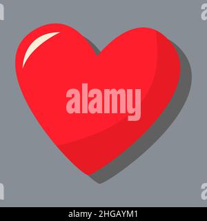 Red heart. Day of love. valentine's day. A greeting card with a declaration of love. A flat vector image on a gray background. Stock Vector
