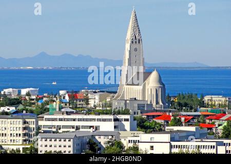 Hallgrimskirkja, the city's landmark, Iceland, Reykjavik Stock Photo