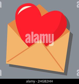 An envelope with a letter in the form of a heart. Day of love. valentine's day. A greeting card with a declaration of love. A flat vector image on a g Stock Vector