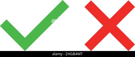 Vector illustration of a check mark and a cross Stock Vector