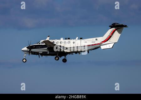 Royal Air Force Hawker Beechcraft 350CER Shadow R1 (B300C) (REG: ZZ417) in a new colour scheme and with updated electronic equipment and antennae. Stock Photo