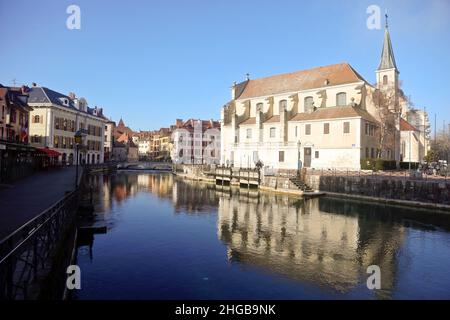 14 Jan 2022. Annecy, Haute-Savoie, France. General views of the ancient alpine town of Annecy in South West France. Stock Photo