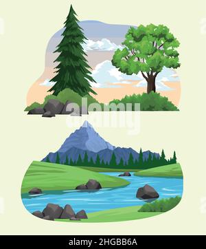 wanderlust nature scenes Stock Vector