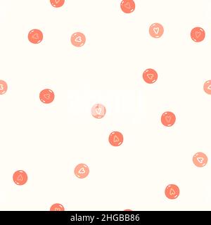 St. Valentine's Day seamless pattern with pink dragees with drawn hearts Stock Vector