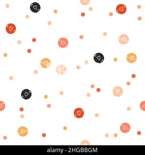 St. Valentine's Day seamless pattern with colorful dragees with drawn hearts and confetti Stock Vector