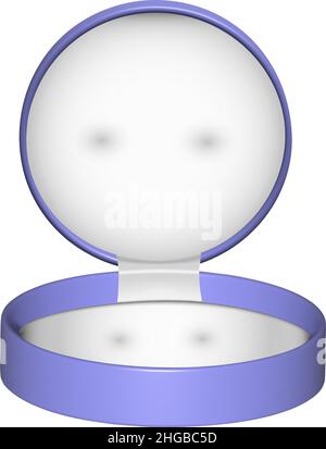 Round gift box made of blue velvet for jewelry. 3d image on a white background. Stock Vector