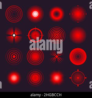 Thermal, night vision scope. Crosshair, gun sight vector icons. Bullseye, target or aim symbol. Military rifle scope, shooting mark sign. Targeting Stock Vector