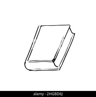 Large closed book. Outline sketch. Hand drawing is isolated on a white background. Vector Stock Vector