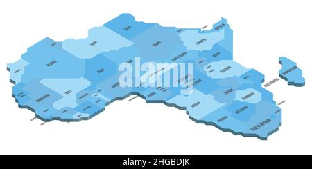 Isometric political map of Africa Stock Vector