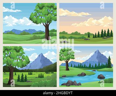 four wanderlust nature scenes Stock Vector