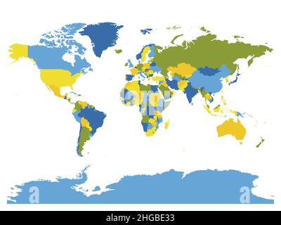 Colorful political world map isolated on white background Stock Vector ...
