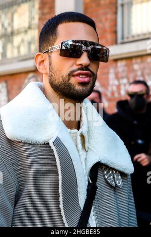 Milano, Italy. 15th Jan, 2022. Ewan Mock arrives at the Fendi red ...