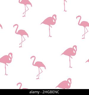 Vector seamless pattern with flamingo, silhouette, illustration Stock Vector