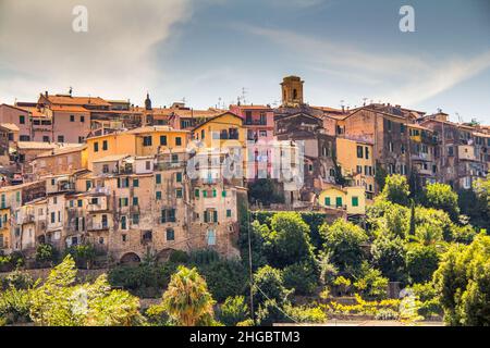 Beautiful view of the old town of Ventimiglia Alta in Italy, Liguria. Ligurian Riviera, Province of Imperia Stock Photo