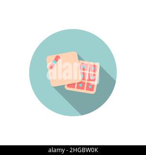 Valentine's Day chocolate icon, Vector flat long shadow design.Fall in love Stock Vector