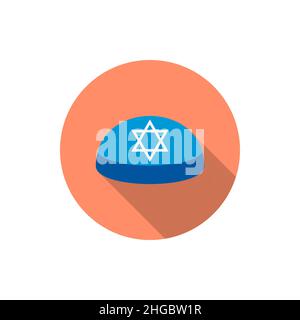 Hebrew bale icon, flat style. Religious Jewish hat. Isolated on white background. Vector illustration Stock Vector
