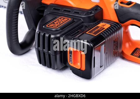 Black and Decker 36V 2.5AH lithium battery isolated on white. Photo taken  on January 19, 2022 in Spain Stock Photo - Alamy