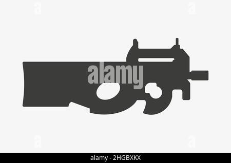 Submachine gun P90 vector icon on white background Stock Vector