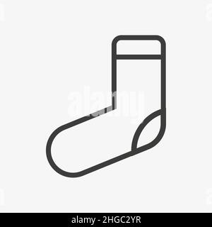 Sock outline vector icon on white background Stock Vector