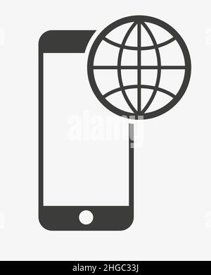 Roaming icon. Smartphone and globe vector symbol. Stock Vector