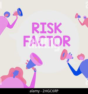 Inspiration showing sign Risk Factor. Word for Characteristic that may increase the percentage of acquiring a disease People Drawing Holding Their Stock Photo