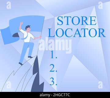 Hand writing sign Store Locator. Conceptual photo to know the address ...