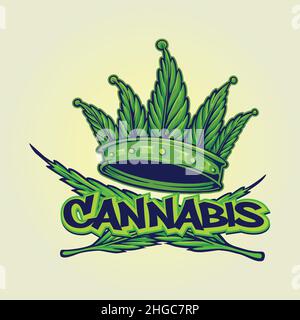 Cannabis Crown Logo Hip Hop Style Vector illustrations for your work Logo, mascot merchandise t-shirt, stickers and Label designs, poster Stock Vector